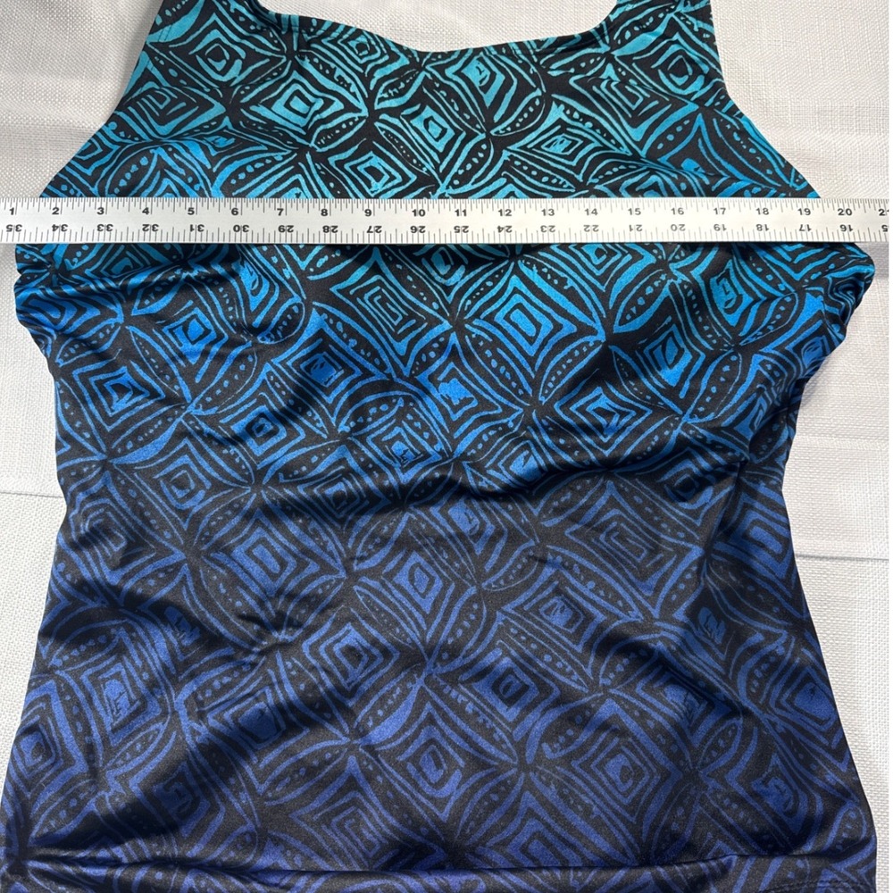 Blue Black Tribal Geometric Ombre One Piece Swimsuit Plus Size 24W Tummy Control - Picture 3 of 8